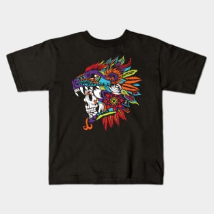 Mexican Aztec Warrior Skull Kids T-Shirt